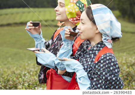 日本和外國茶女孩肖像 26390483