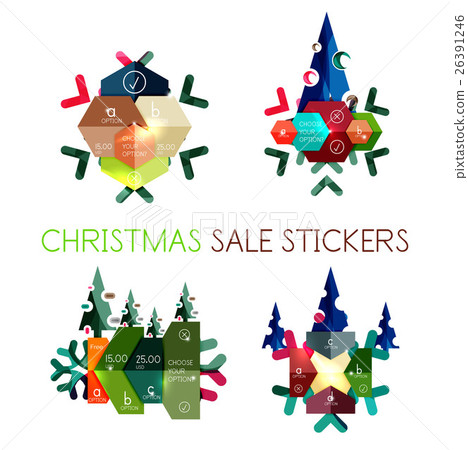 Modern paper Christmas stickers - Stock Illustration [26391246] - PIXTA