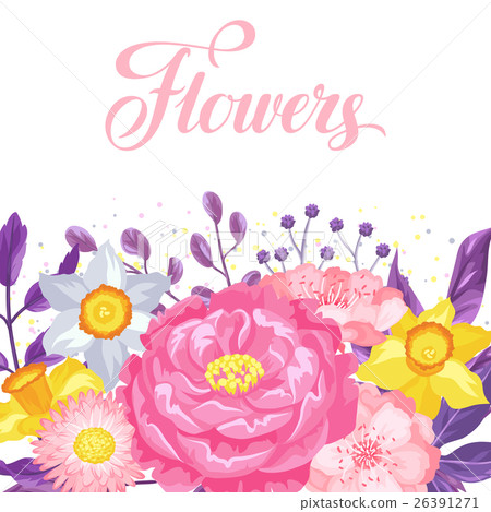 Invitation card with decorative delicate flowers 26391271