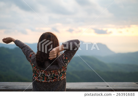 Young woman do stretching in early morning  26391688