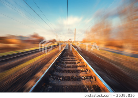 Railroad in motion. Blurred railway station 26393836