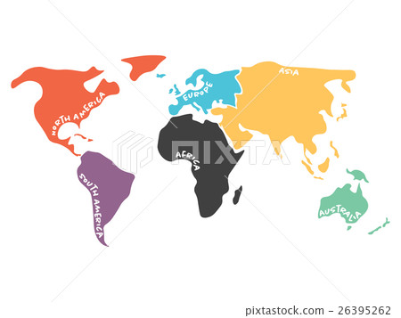Multicolored simplified world map divided to Multicolored simplified world map divided to 26395262