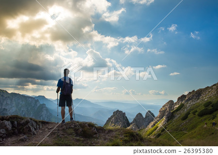 man hiker on top of mountain man hiker on top of mountain 26395380