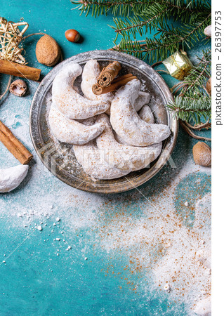 Christmas cookies crescent with holiday decoration Christmas cookies crescent with holiday decoration 26397753