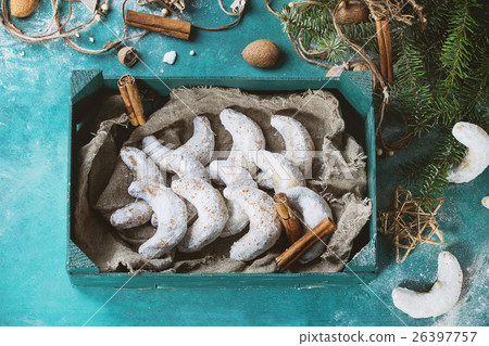 Christmas cookies crescent with holiday decoration 26397757