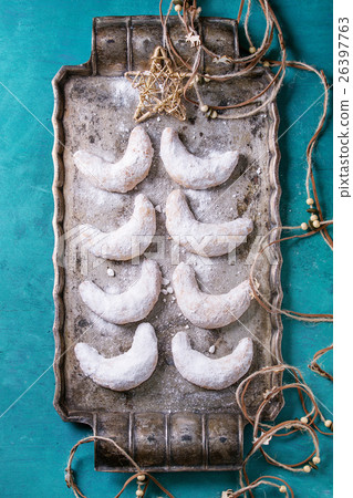 Christmas cookies crescent with holiday decoration Christmas cookies crescent with holiday decoration 26397763