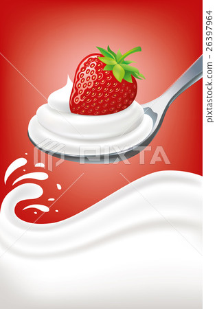 milk yogurt cream with strawberry milk yogurt cream with strawberry 26397964