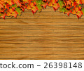 Background material (wood grain and autumn leaves) 26398148