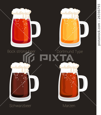 Beer mug or glass goblet, isolated icons 26398793