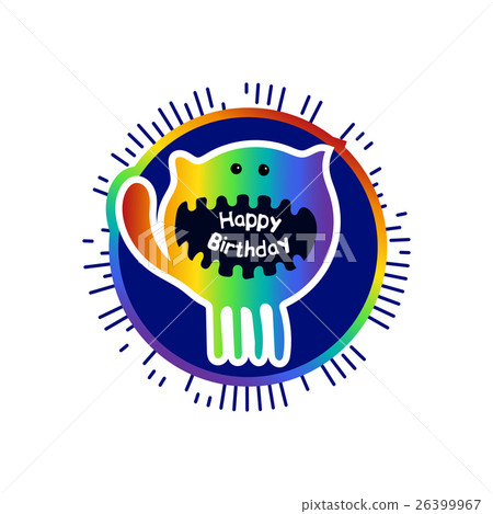 Hand drawn vector poster with cute little monster Hand drawn vector poster with cute little monster 26399967