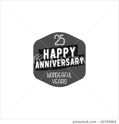 Happy 25th anniversary badge, sign and emblem 26399969