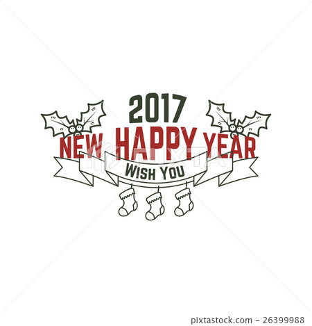 Happy New Year 2017 typography wish sign. Vector 26399988