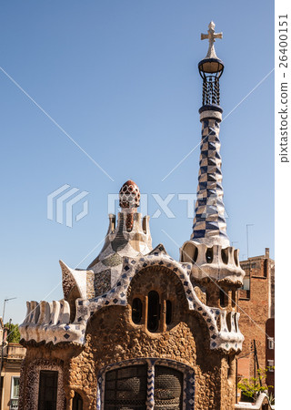 Barcelona park Guell fairy tale mosaic house Barcelona park Guell fairy tale mosaic house 26400151