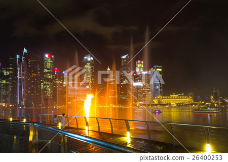 Cityscape Singaroure Marina Bay at night lights 26400253