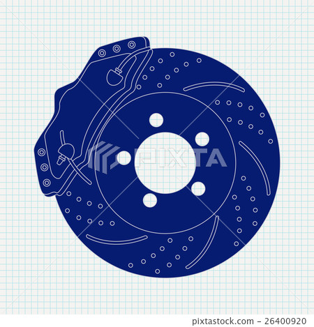 Brake disc. illustration on Notebook sheet Brake disc. illustration on Notebook sheet 26400920
