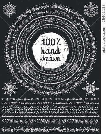 Winter snow circle frames and seamless borders 26401138