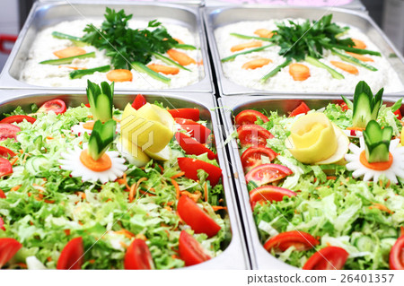 salad bar with vegetables in the restaurant salad bar with vegetables in the restaurant 26401357