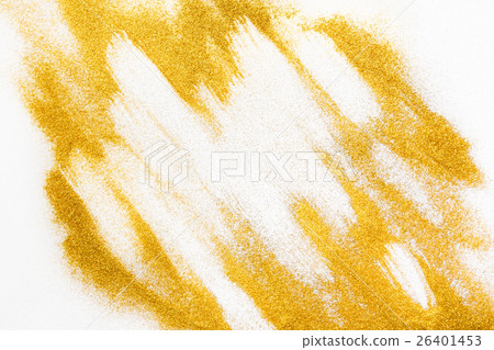 Golden glitter sand texture on white, abstract Golden glitter sand texture on white, abstract 26401453