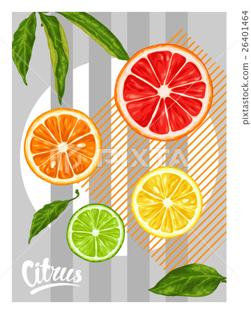 Poster with citrus fruits slices. Mix of lemon Poster with citrus fruits slices. Mix of lemon 26401464