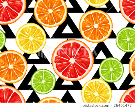 Seamless pattern with citrus fruits slices. Mix of Seamless pattern with citrus fruits slices. Mix of 26401472