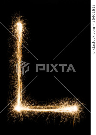 English Letter L from sparklers alphabet on black English Letter L from sparklers alphabet on black 26401612