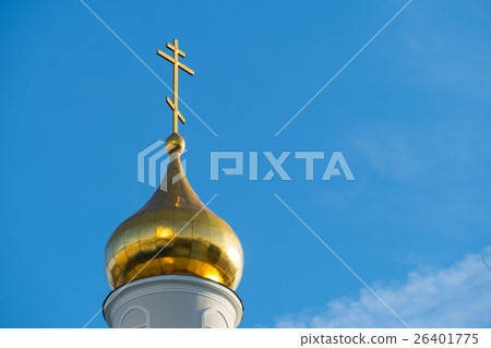 Gilded dome of the church against the blue sky Gilded dome of the church against the blue sky 26401775