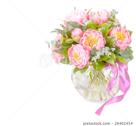 Amazing bouquet of pink pions isolated Amazing bouquet of pink pions isolated 26402454