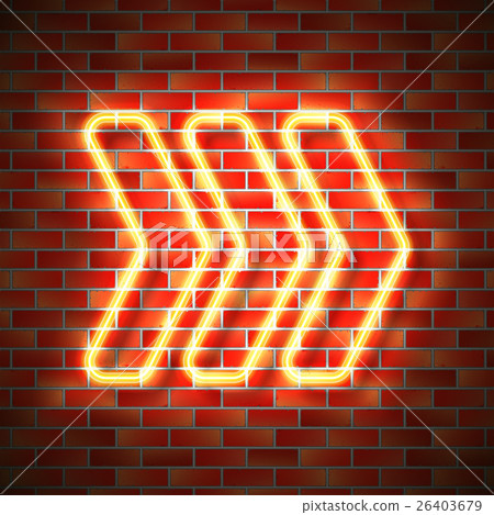 Neon arrow on wall 26403679