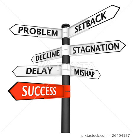 Crossroads sign with direction to success Crossroads sign with direction to success 26404127