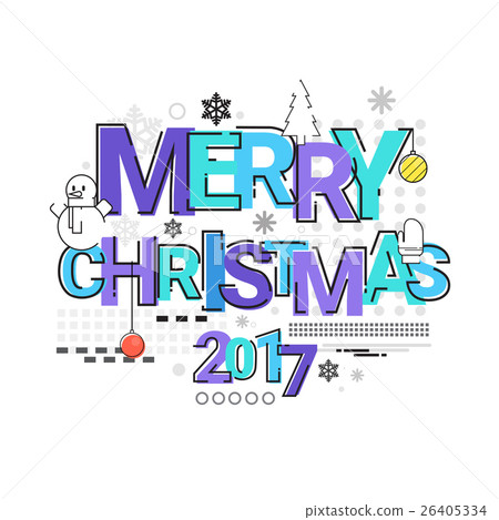 Merry Christmas Happy New Year Simple Line Sketch 26405334