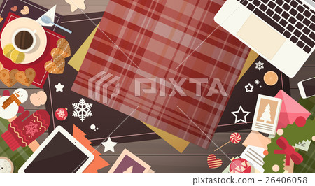 Decorated Workspace Desk Copy Space Top Angle View 26406058