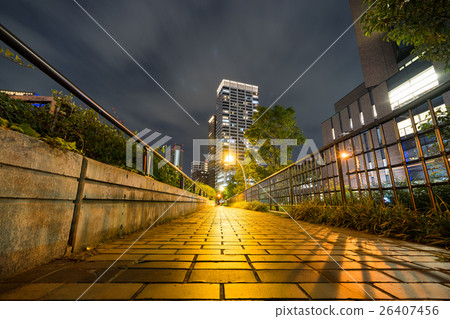 Osaka Nakanoshima Dobashima River north side promenade (low angle, night view) 26407456