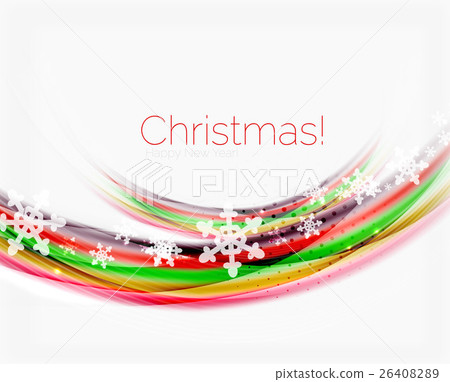 Color wave line with snowflakes, winter vector 26408289