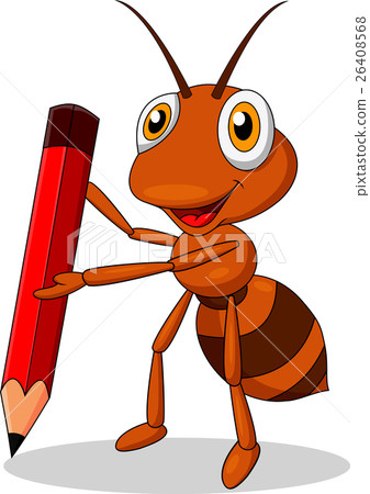 Ant cartoon with red pencils Ant cartoon with red pencils 26408568