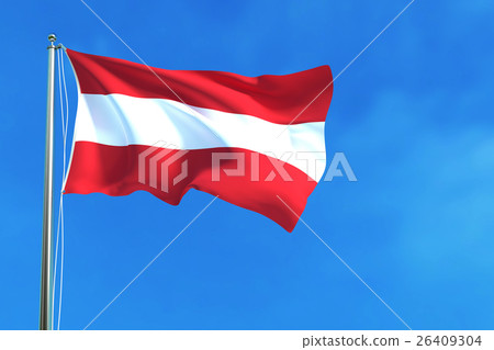 Flag of Austria on the blue sky background. Flag of Austria on the blue sky background. 26409304