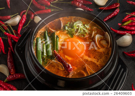 Sundubu Tige Korean tofu dish Gourmet of Sundubu Korea 26409603