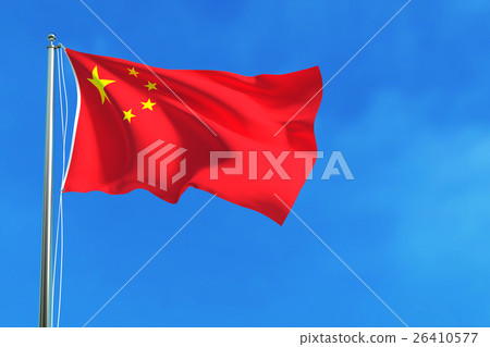 Flag of China on the blue sky background. Flag of China on the blue sky background. 26410577