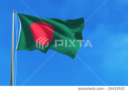 Bangladesh flag on the blue sky background. 26410581