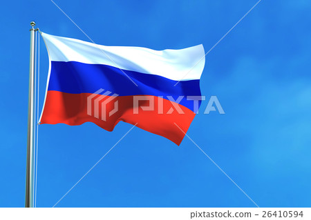 Russia flag on the blue sky background. 26410594
