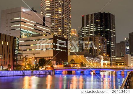 Night view of Osaka Nakanoshima (See the direction of Tamie bridge from Dojima Kawanami Boardwalk) 26413404