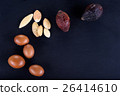 Close up of Argan fruits on a chalkboard 26414610