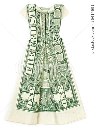 Dollar origami dress isolated on white Dollar origami dress isolated on white 26414691