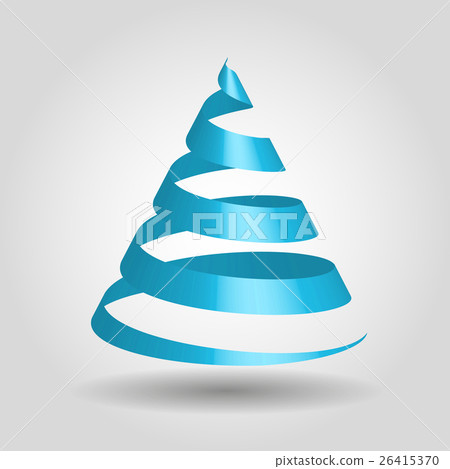 Blue glossy ribbon in a shape of Christmas tree - Stock Illustration ...