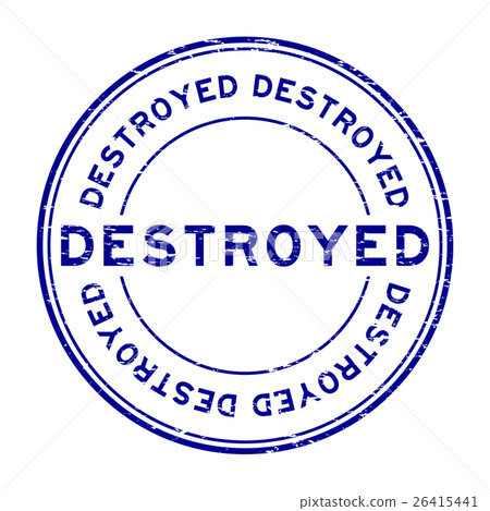 Grunge blue destroy round shape rubber stamp 26415441