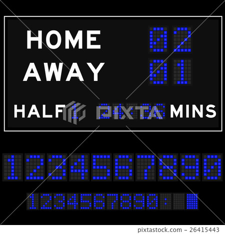 Score board with blue digital led font background 26415443