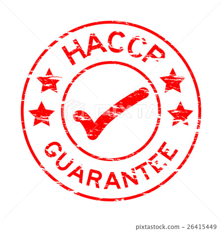 Grunge red HACCP guarantee rubber stamp 26415449