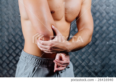 Strong fitness man feeling pain. Strong fitness man feeling pain. 26416940