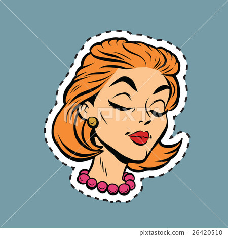 Beautiful modest retro girl head sticker label Beautiful modest retro girl head sticker label 26420510