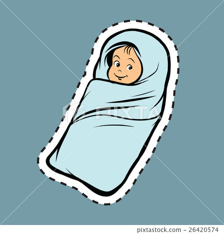 Newborn baby pop art label sticker 26420574
