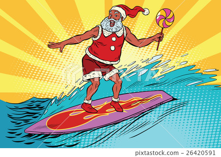 Sports Santa Claus on a surfboard 26420591